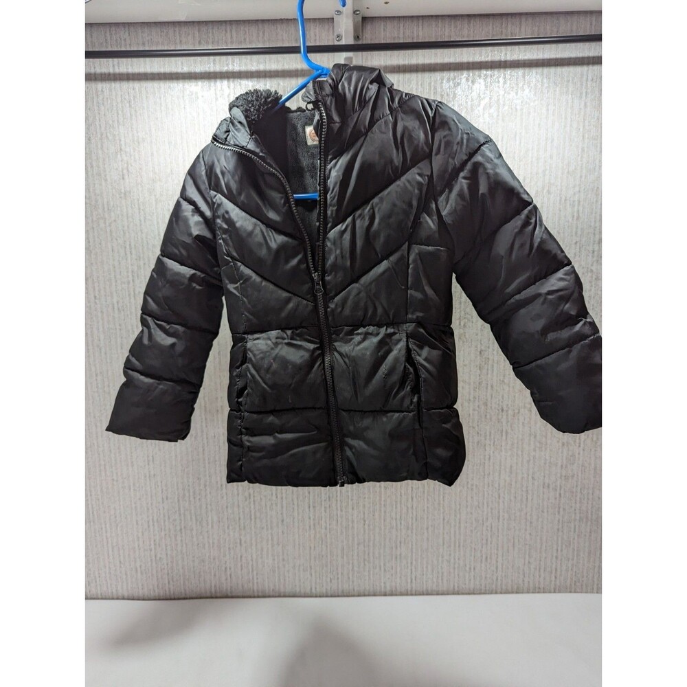 WonderNation Black Puffer Jacket Hooded Size XS